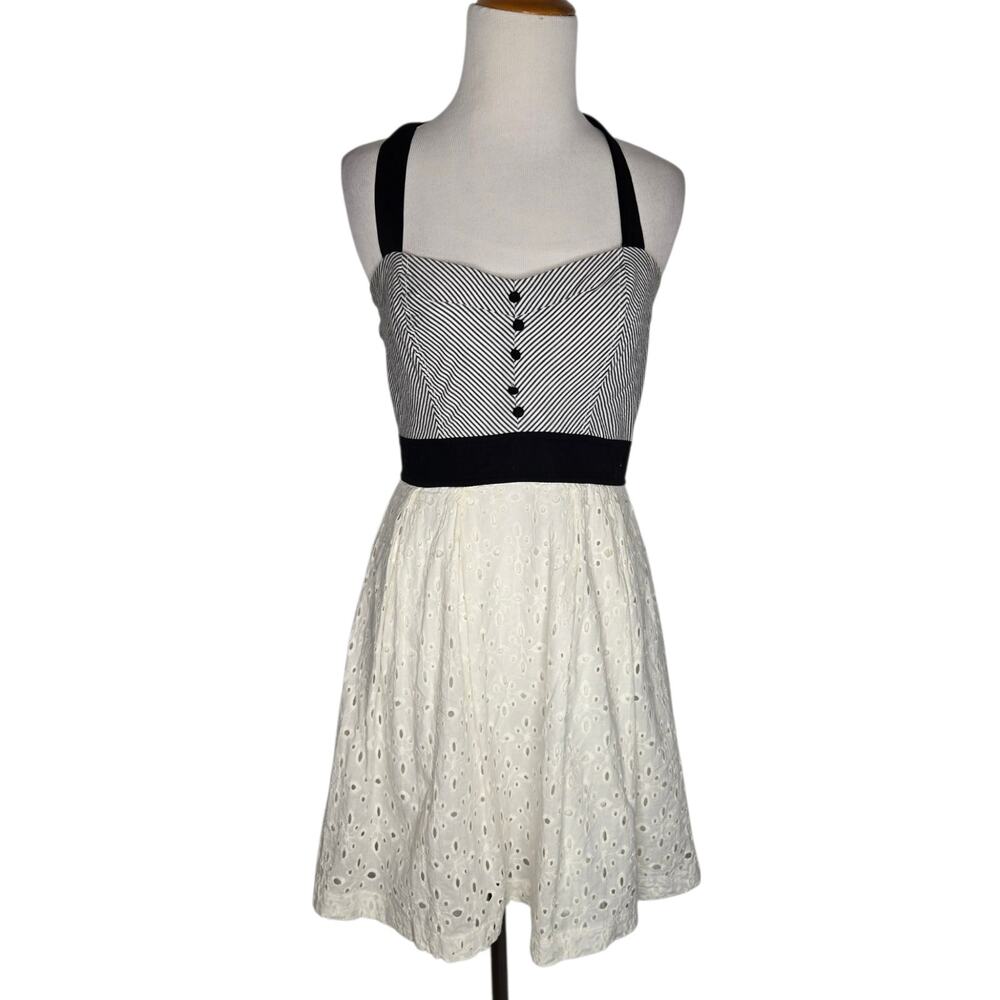 Vintage Y2K Trixxi Retro Pin Up Dress Womens Rockabilly Halter Eyelet Juniors 7